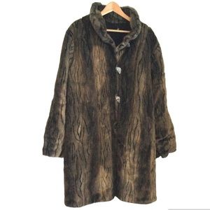 Vintage Faux Fur Brown Long Large Winter Jacket